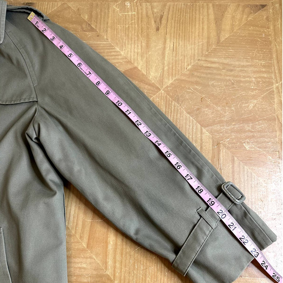 LONDON FOG DOUBLE BREASTED TRENCH COAT VINTAGE KHAKI WOMENS LONG COAT SIZE 14 - Picture 11 of 14